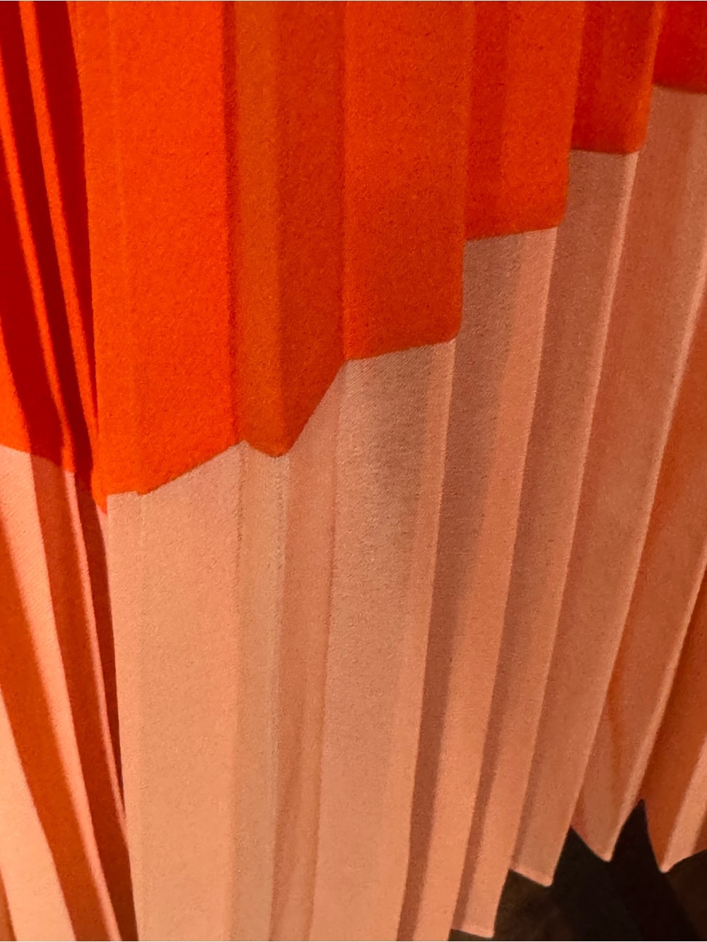 NWOT French Connection Pleated Pull-on Colorblock Orange Peach Midi Skirt Medium - Picture 6 of 6